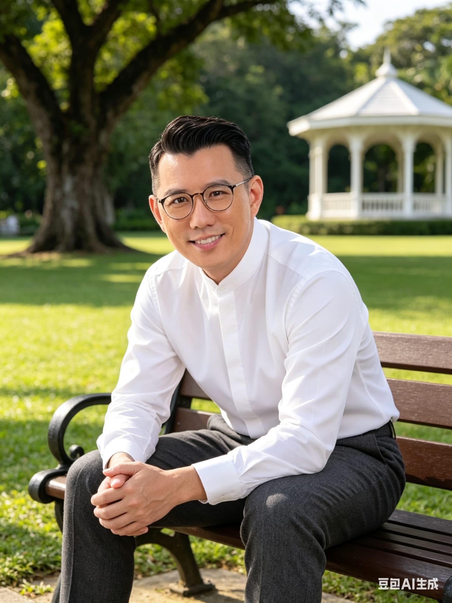 Ryan Lim, PropNex Singapore licensed property agent CEA R027681F, sitting at Singapore Botanic Gardens